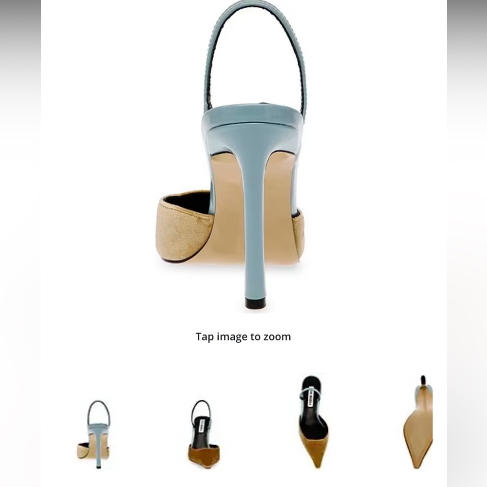 NIB Steve Madden The Drew Velvet Slingback Pumps Tan and blue - Picture 3 of 3